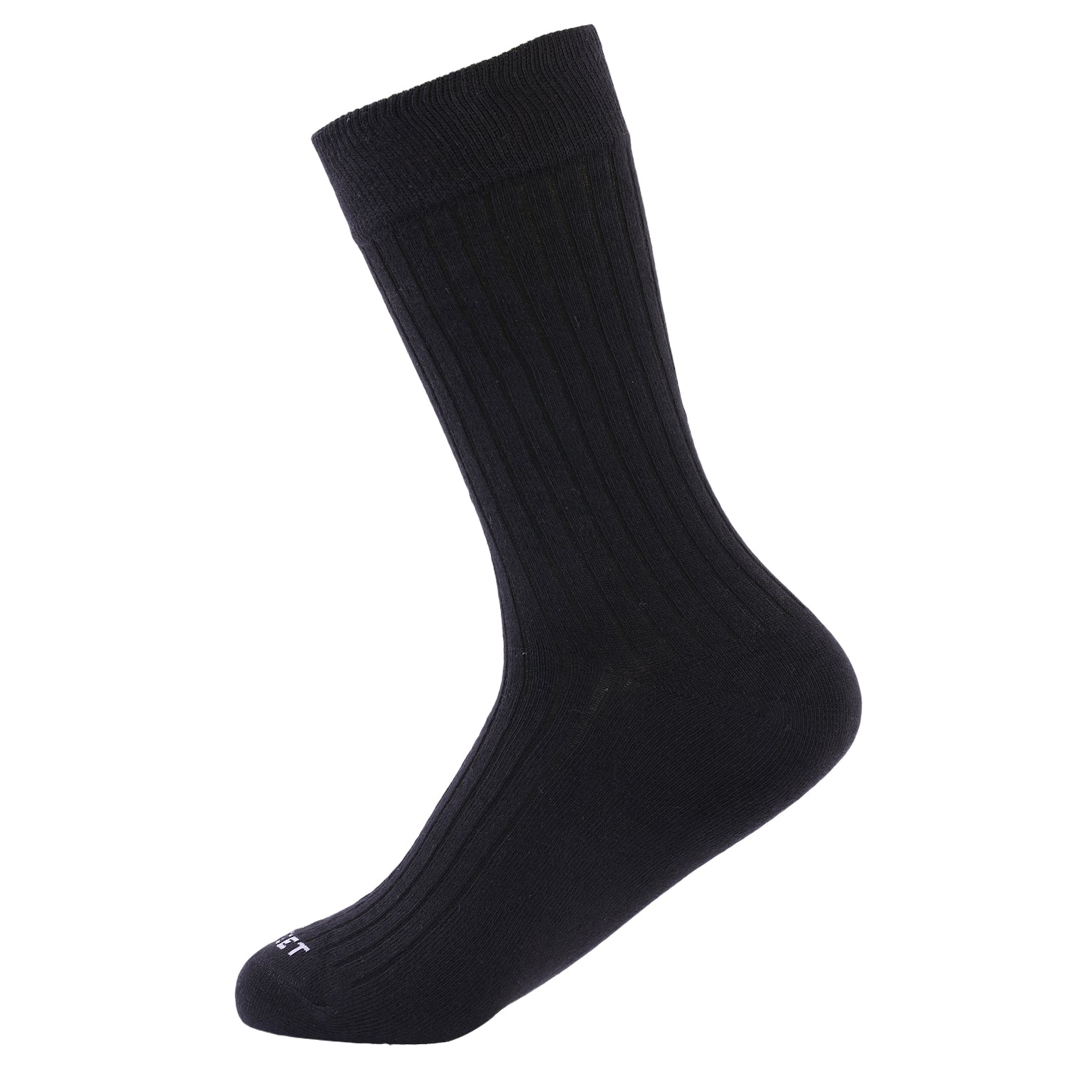 Formal Men's Ribbed Socks, Cotton Blend, Stylish Pattern, Soft and Durable, Comfortable for Office Use (Black)