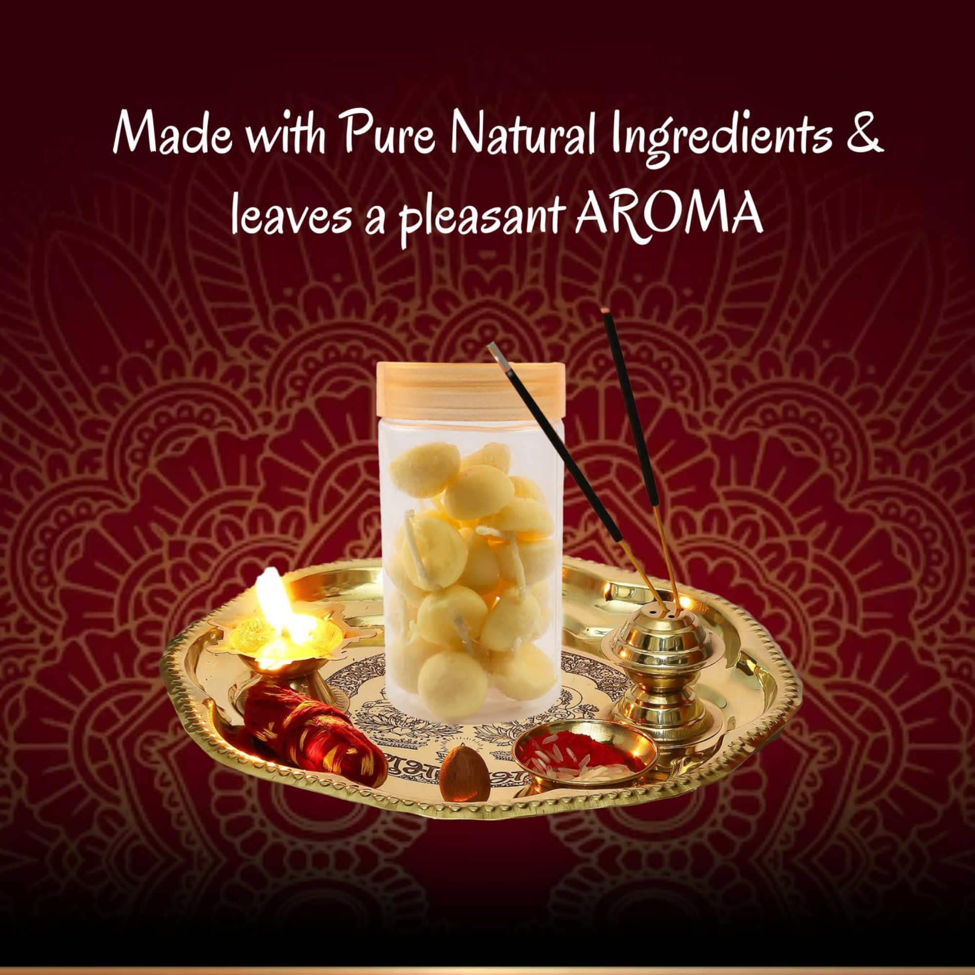 Pure Cow Ghee Diyas with Long Burning Time | Chemical-Free, Wax-Free Wicks for Pooja & Daily Rituals (5g)