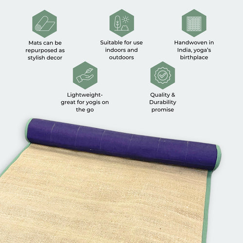 100% Hemp Yoga Mat with Recycled EVA Foam Lining | Handwoven Eco-Friendly Yoga Mat with Lightweight Design & Indoor/Outdoor Use