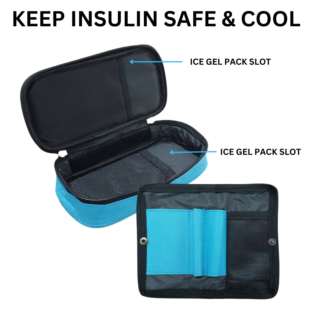 Outer Woods Insulin Cooling Travel Pouch for Diabetics with Two Ice Gel Packs | Ice Pack for Insulin | Insulin Cooler Bag for Travel | Keep Insulin Safe and Cool for 6 to 8 Hours