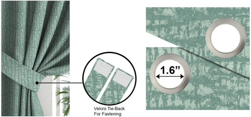 Casableu Slubby Polyester Eyelets (Steel) Blackout Curtains with Tie Back, Bedroom Living Room