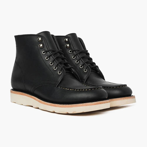 Onyx Ridge Moc Toe Black Boots, Flexible Outsole, Flexible Outsole, Cushioned Footbed, Goodyear Welted, Handcrafted Detailing, Breathable Lining