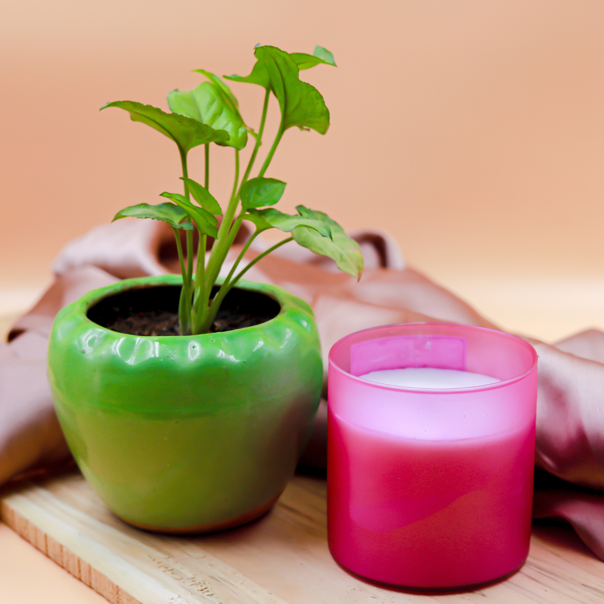 Floral Bouquet Coconut Soy Wax Candle with Elegant Glass Holder | Pink Candle with Infused Essential Oils & Fresh Fragrance