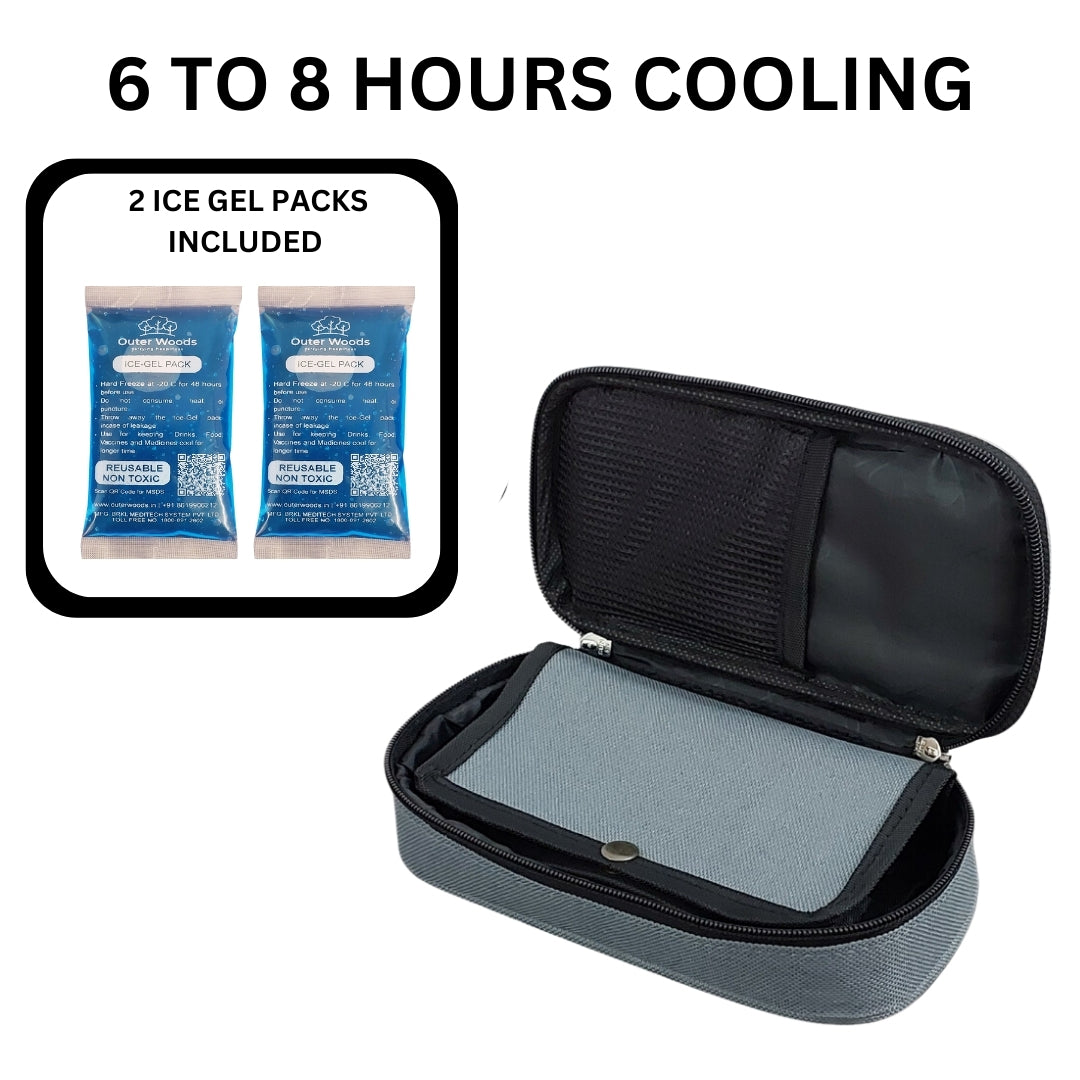 Outer Woods Insulin Cooling Travel Pouch for Diabetics with Two Ice Gel Packs | Ice Pack for Insulin | Insulin Cooler Bag for Travel | Keep Insulin Safe and Cool for 6 to 8 Hours