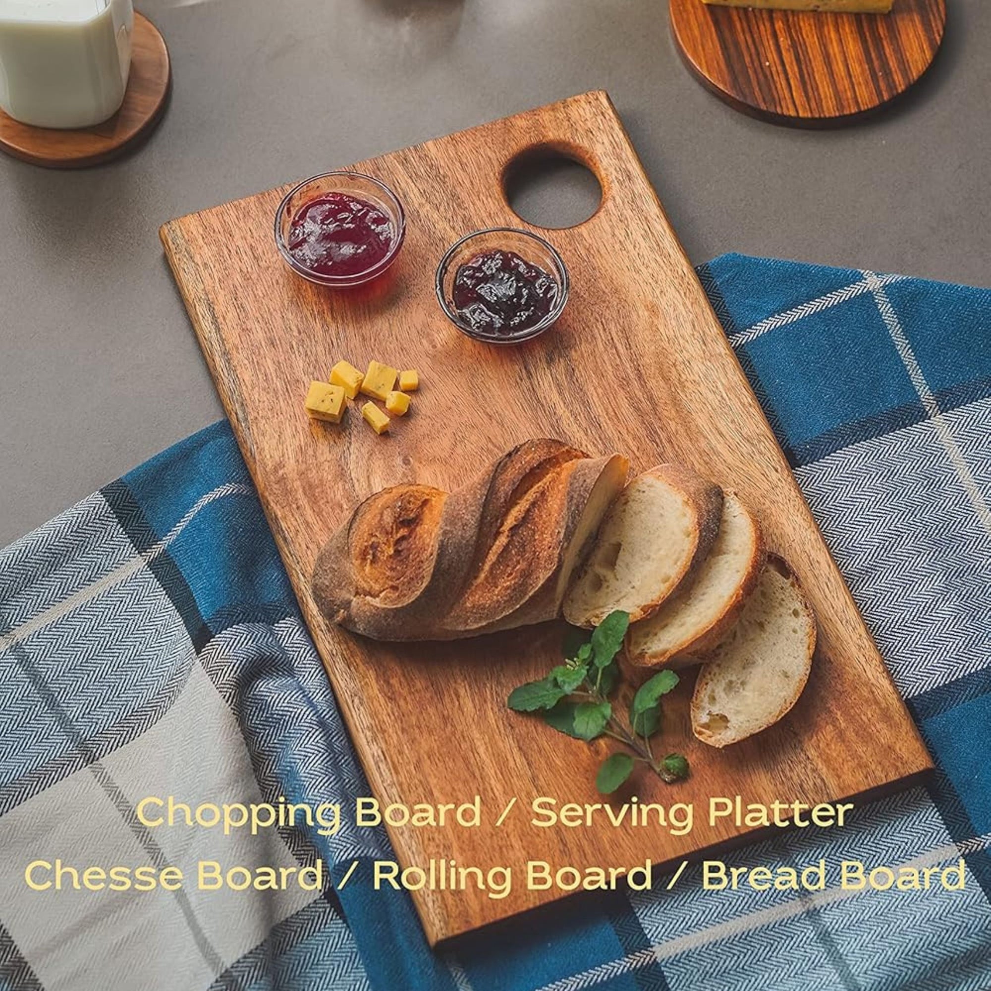 old trunk | Handcrafted Acacia Wood Chopping Board | Standard (15x9x0.75 inches) | Long-Lasting & Eco-Friendly Kitchen Cutting Board | Perfect for Vegetables, Fruits & Bread Natural