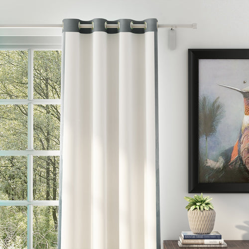 Casableu Kudo Polyester Eyelets (Steel) Blackout Curtains with Tie Back, Bedroom Living Room