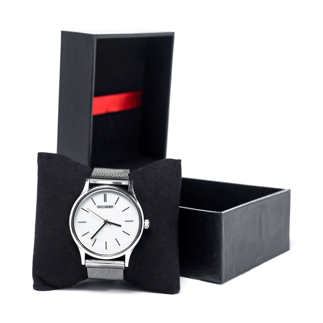 Silver Watch – Classic Analog Design, Steel Strap, Perfect for Weddings or Casual Wear, Silver