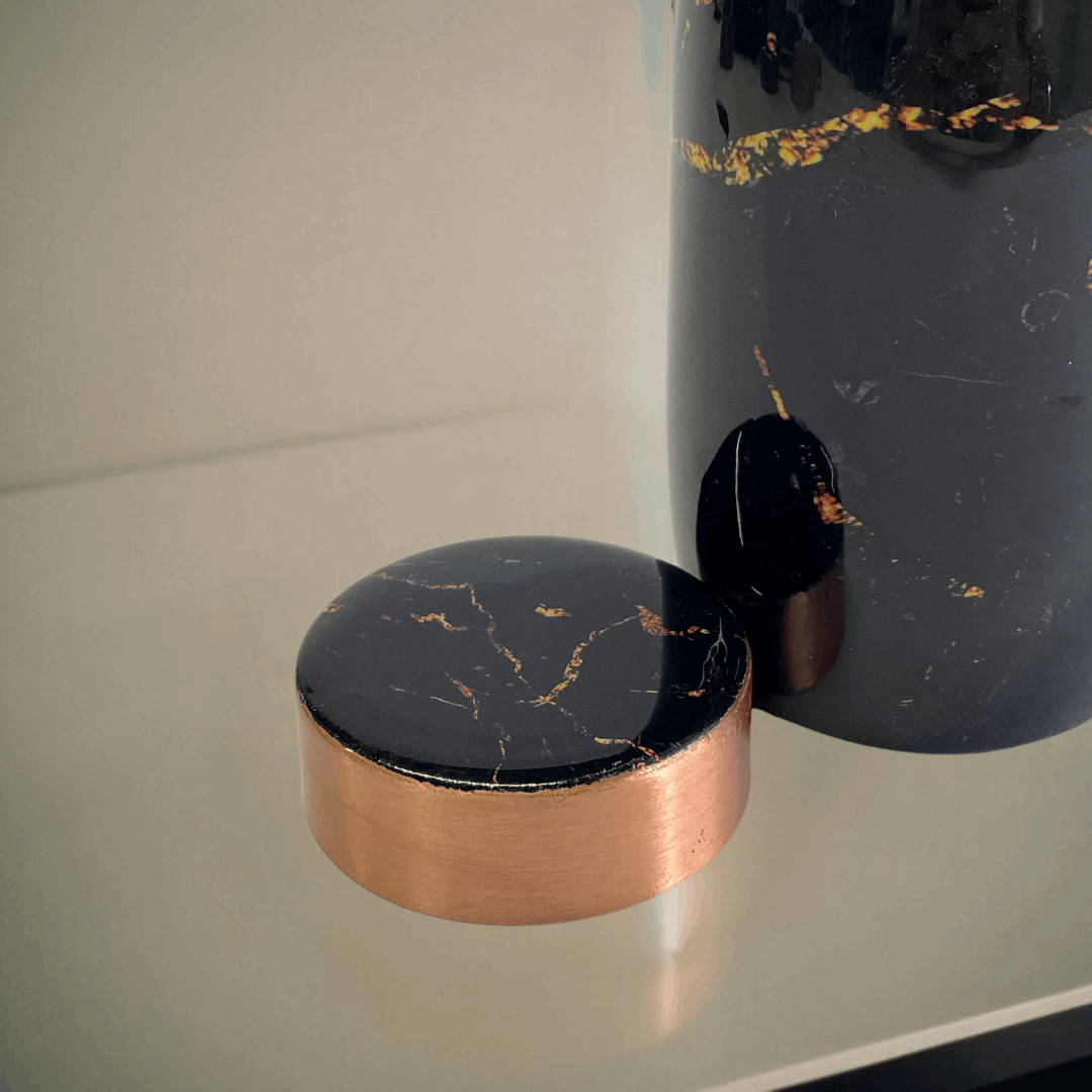 Black Marble Copper Water Bottle