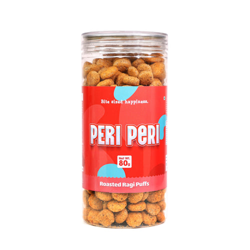 Crack A Nut's Peri Peri Roasted Multi-Grain Puffs, Savory & Healthy Snack, Packed with Protein & Low in Sugar, Lightly Roasted Multi-Grain Goodness, Perfect for Cravings & Guilt-Free Indulgence, 100g.