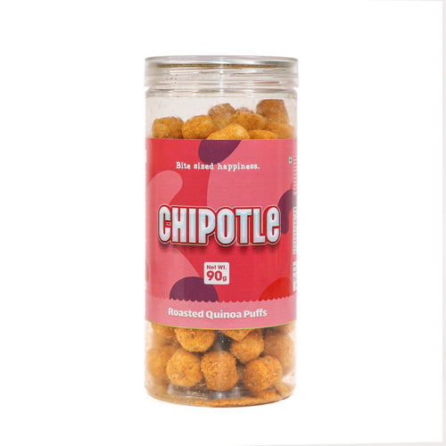 Crack A Nut's Chipotle Roasted Multi-Grain Puffs, Savory & Healthy Snack, Packed with Protein & Low in Sugar, Lightly Roasted Multi-Grain Goodness, Perfect for Cravings & Guilt-Free Indulgence, 100g.