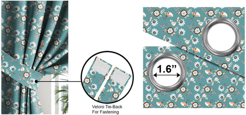 Casableu Beau Polyester Eyelets (Steel) Blackout Curtains with Tie Back, Bedroom Living Room