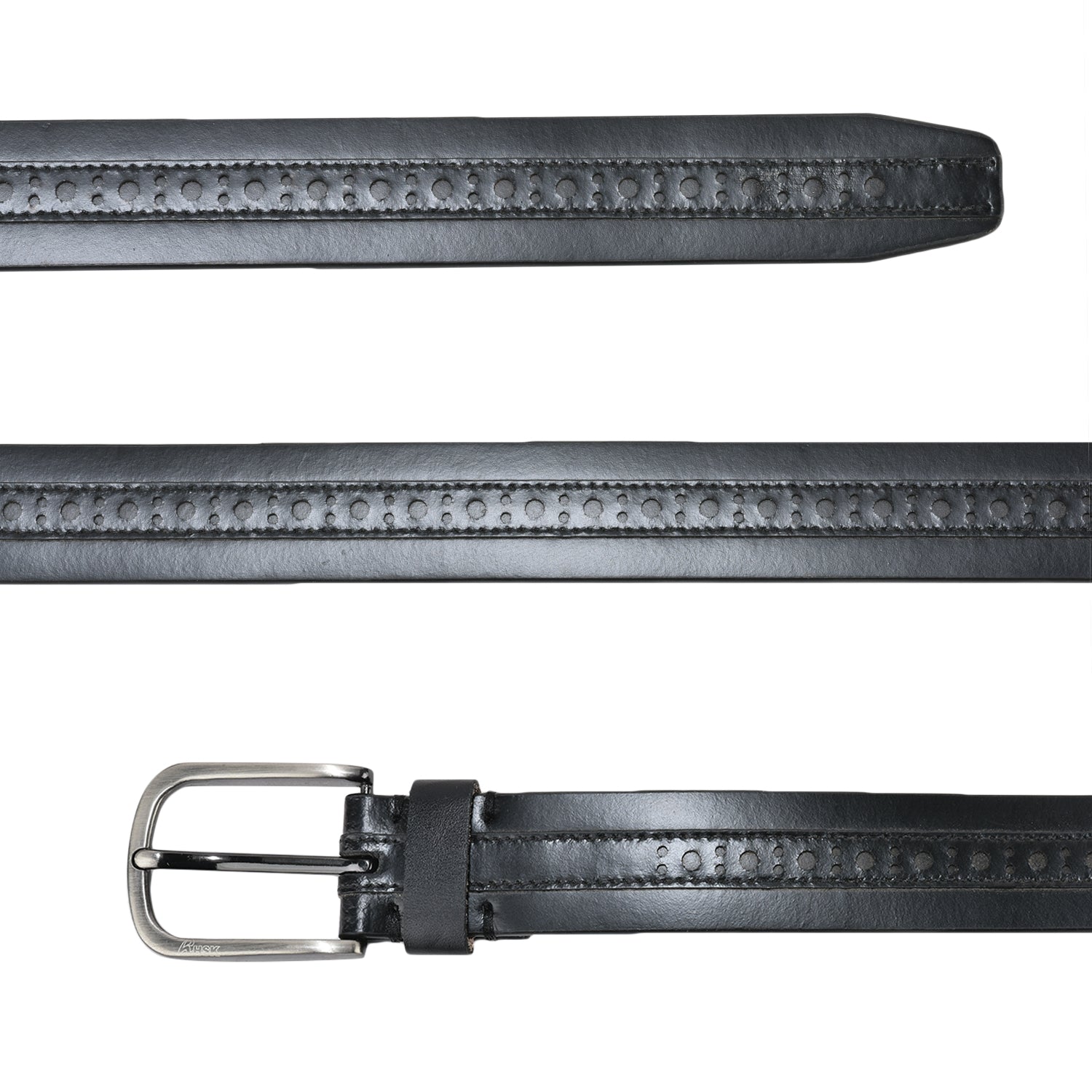 Menâ€™s Leather Belt with Metallic Buckle, Durable Leather, Modern Design, Ideal for Casual and Formal Settings