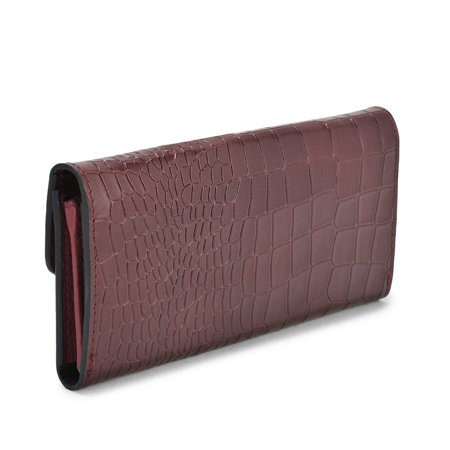 Hardley Croc Leather Wallet, Premium Maroon Leather, Compact and Stylish, Perfect for Daily Use and Special Occasions (Maroon)