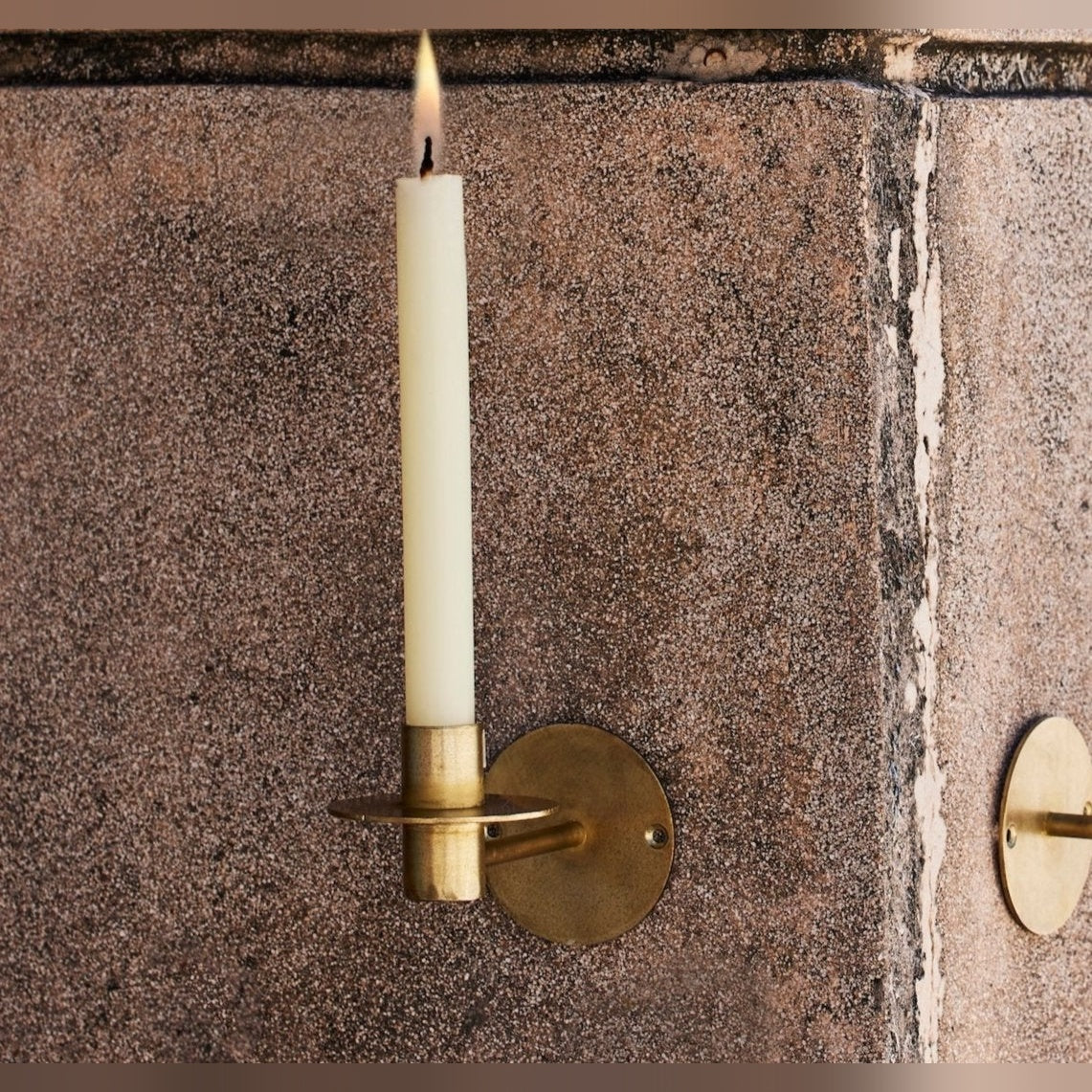 Minimal Wall Candle Holder, Handcrafted Brass and Iron with Antique Finish, Includes Screws for Easy Installation, Elegant Wall Decor for Entrances, Pooja Rooms, and Cozy Corners (Set of 2)