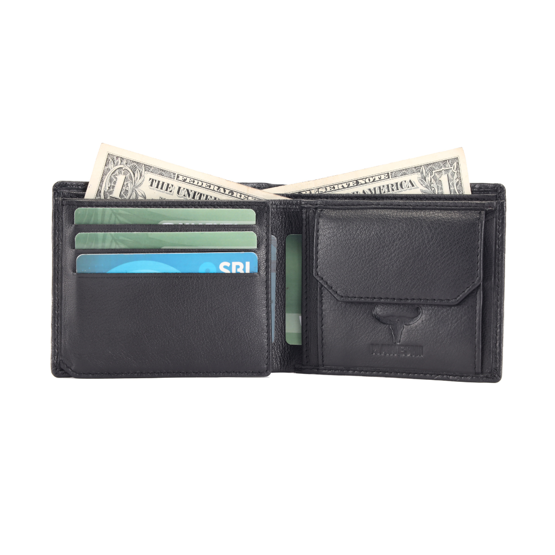 Bifold Textured Wallet with Multiple Card Slots | Slim Leather Wallet for Men