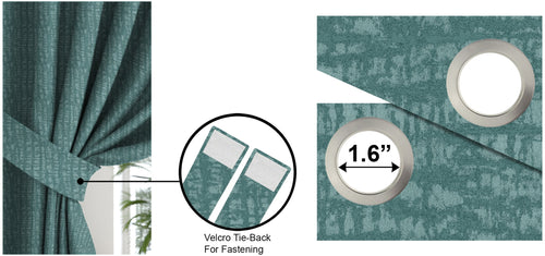 Casableu Slubby Polyester Eyelets (Steel) Blackout Curtains with Tie Back, Bedroom Living Room