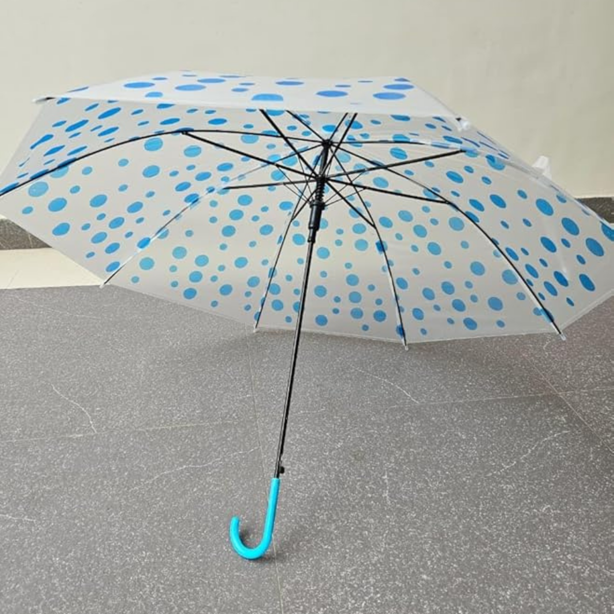 Transparent Polka Dot Umbrella with Durable Auto Open/Close | Women's Umbrella with 8 Wind-Resistant Ribs & Rounded Tips for Sun Protection & Rainy Season (Multicolor, 21-inch)