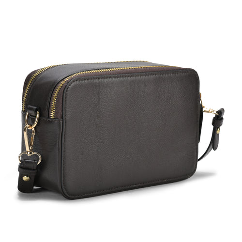 Blanka Cross-Body Leather Bag, Charcoal Leather, Compact and Elegant, Perfect for Everyday Carry (Charcoal)