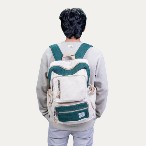 Traveller Hemp Backpack with Six Compartments | Durable Backpack with Cotton Lining and Secure Closures | 17L capacity