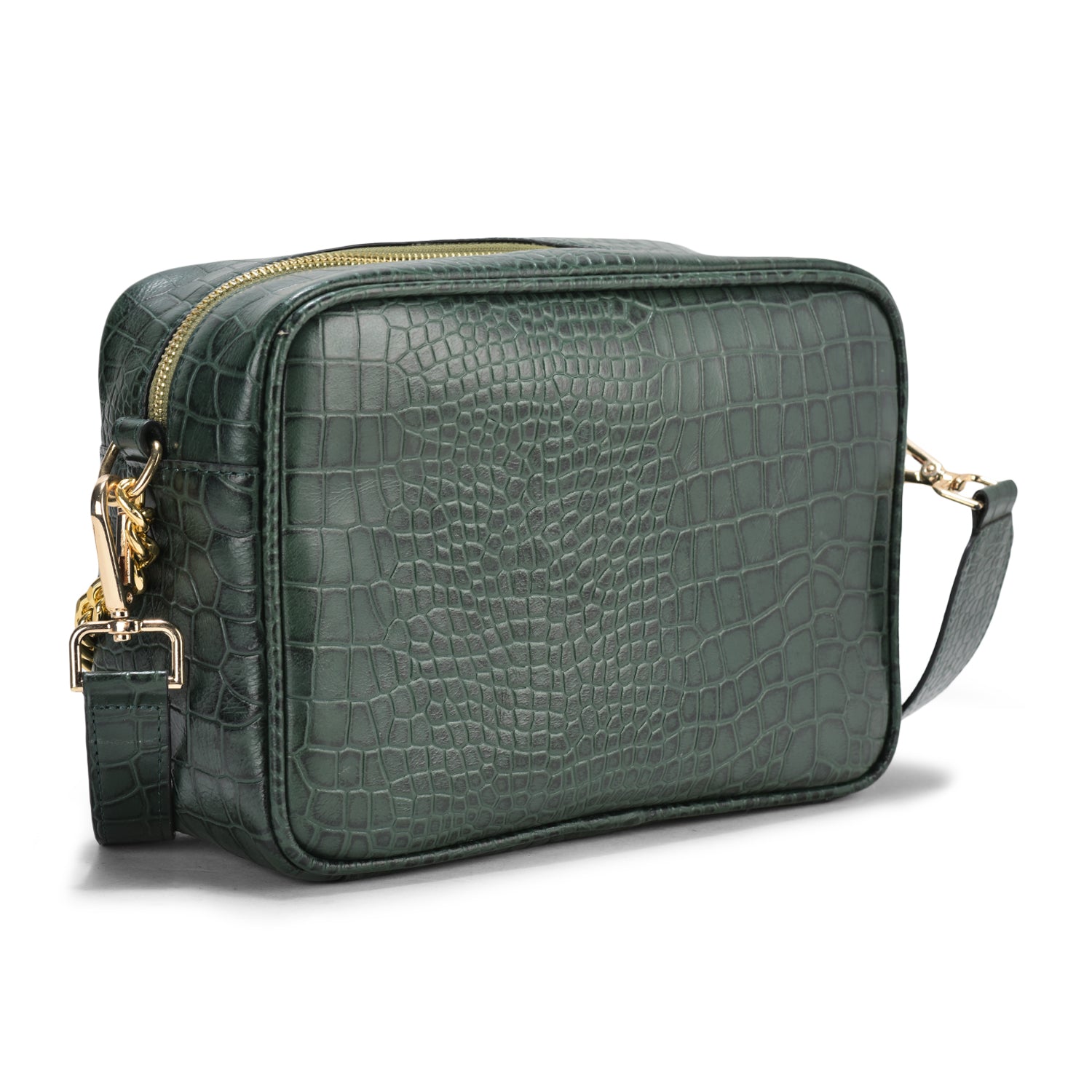 Genius Croc Leather Cross Body, High-Quality Green Leather, Stylish and Practical, Perfect for Casual and Formal Events (Green)