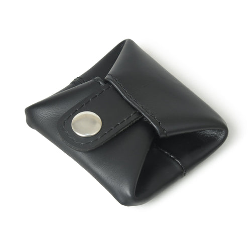 Classic Slim Black Leather Coin Pouch for Everyday use