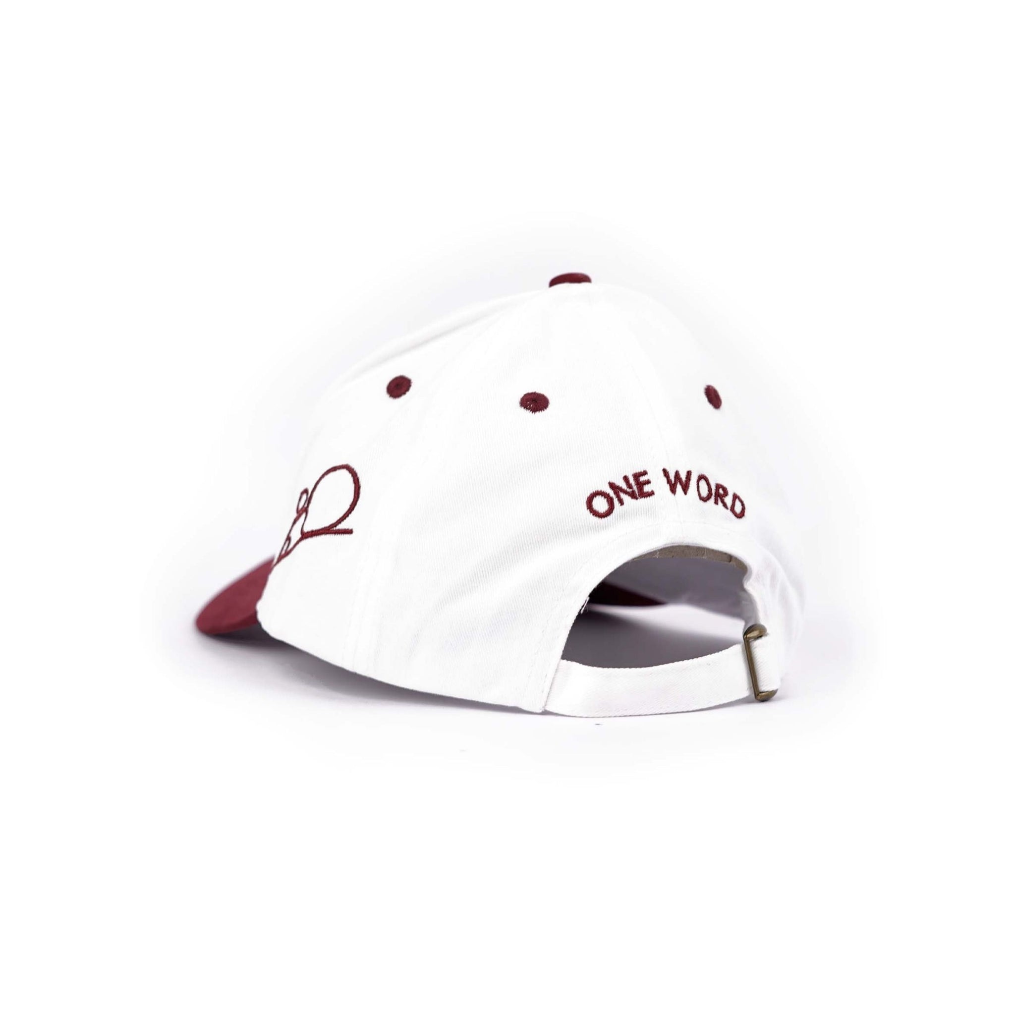 Oneword Baseball Cap Adjustable Size for Running Workouts and Outdoor Activities, Soft Cotton Cap (White & Maroon)