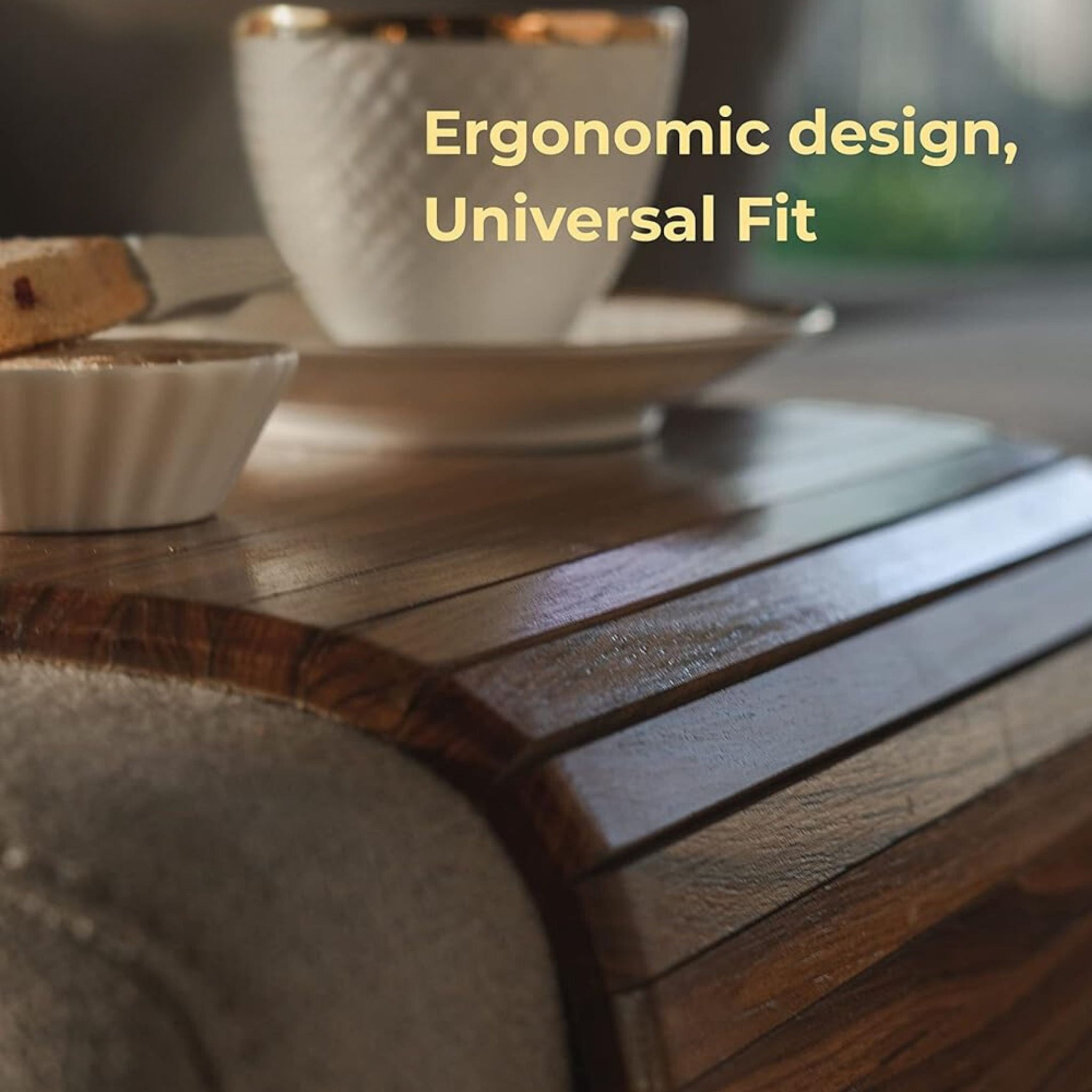 old trunk | Handcrafted Wooden Sofa Armrest Tray | Flexible And Foldable I Premium Teak Wood | Doubles As Dining Table Mat & Bed Tray (18 Inch X 12 Inch Rectangular.