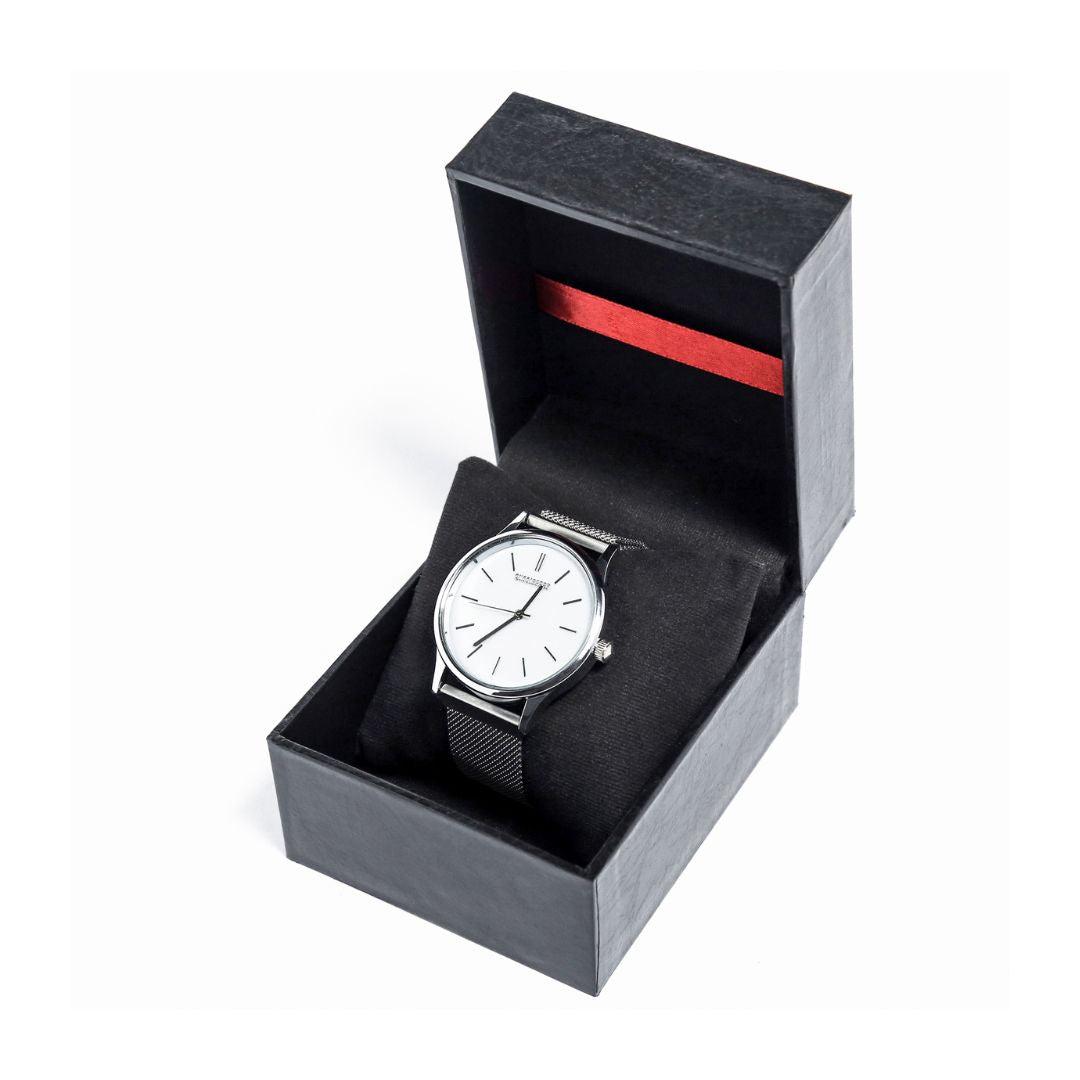 Silver Watch – Classic Analog Design, Steel Strap, Perfect for Weddings or Casual Wear, Silver