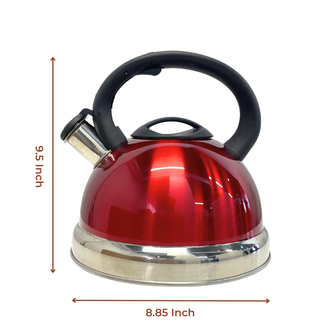 Stainless Steel Whistling Tea Kettle with Convenient Trigger Mechanism | Water Kettle for Stove Top & Camping with Capsulated Bottom | 3.0 Quart (3L) Capacity