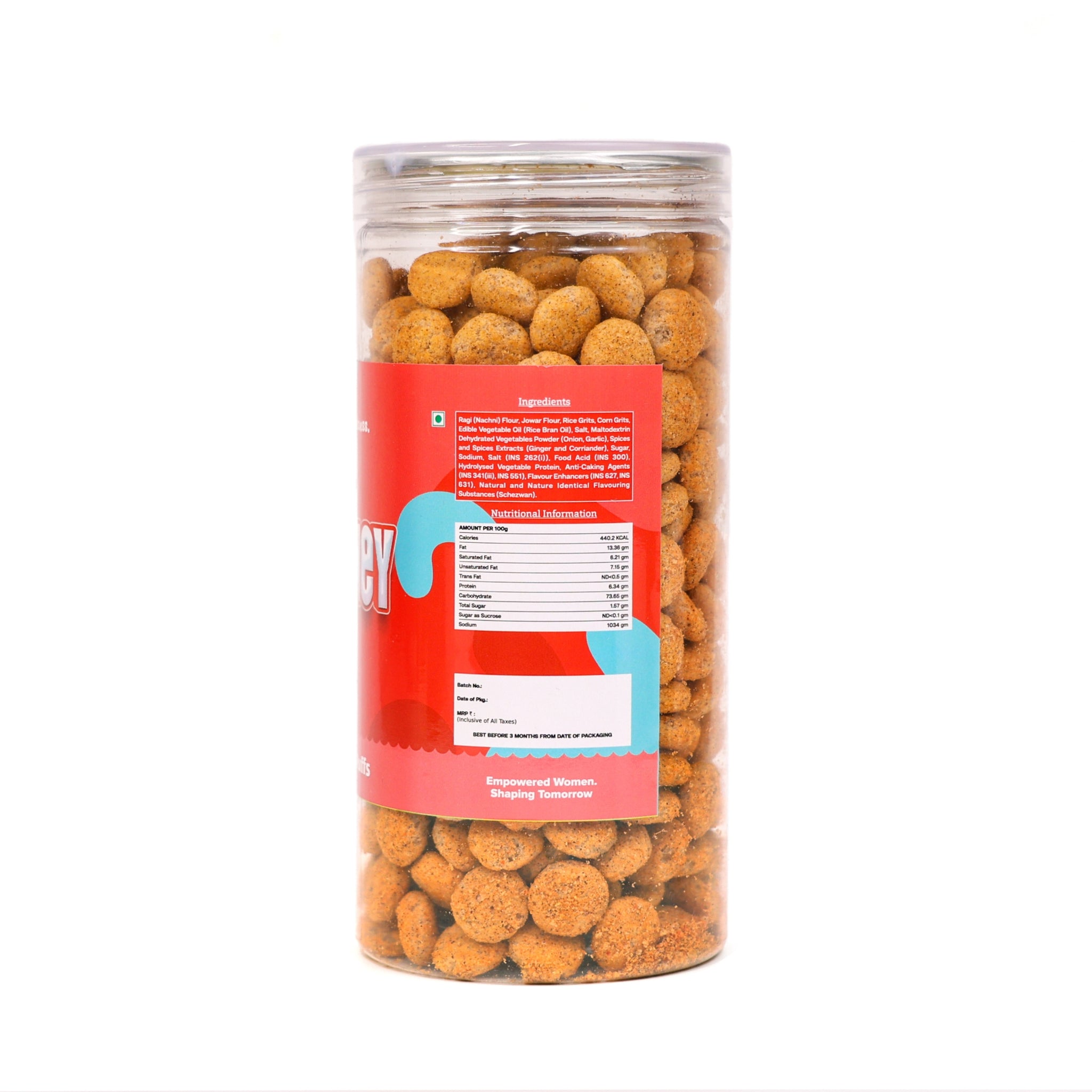 Crack A Nut's Momo Chuthey Roasted Multi-Grain Puffs, Savory & Healthy Snack, Packed with Protein & Low in Sugar, Lightly Roasted Multi-Grain Goodness, Perfect for Cravings & Guilt-Free Indulgence, 100g.