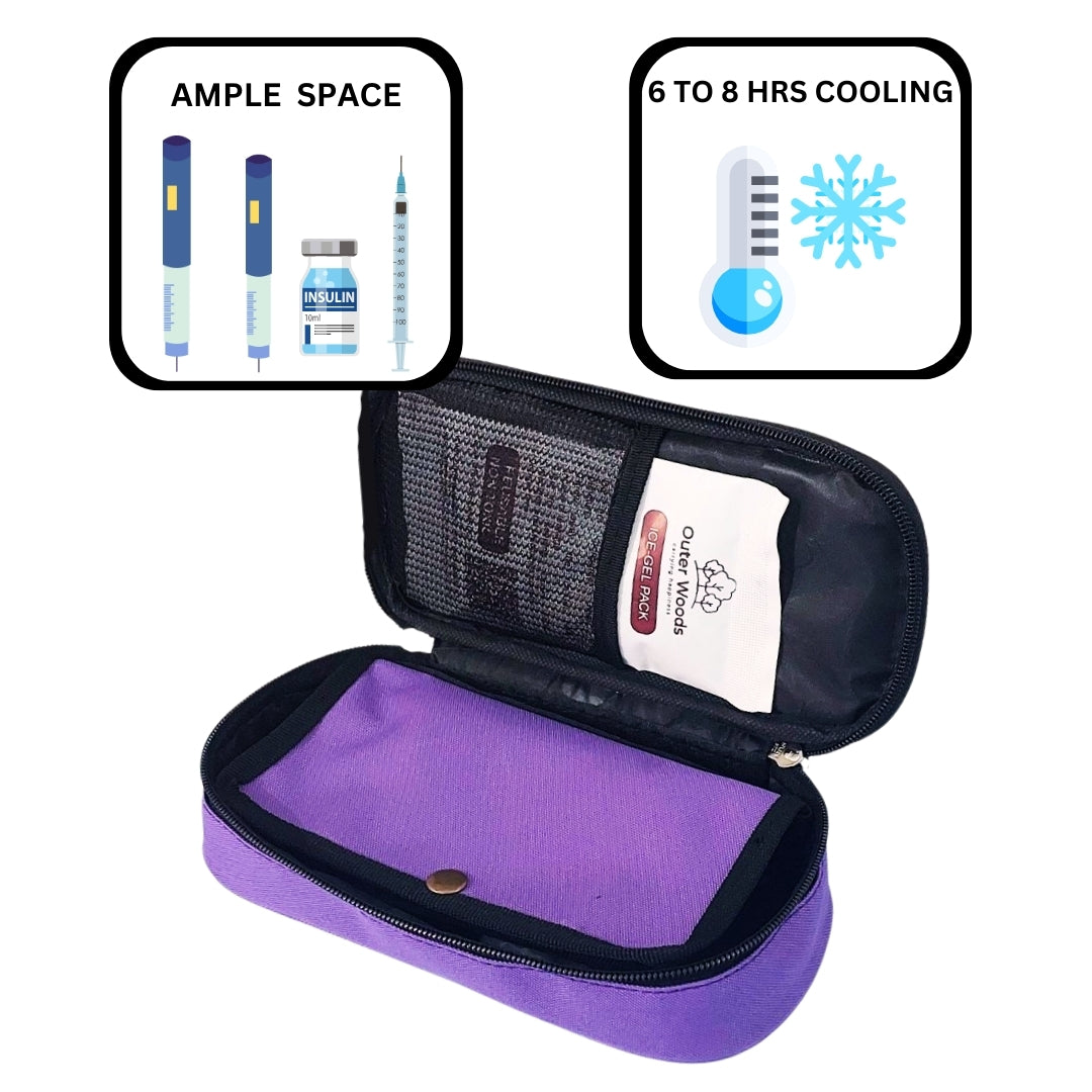 Outer Woods Insulin Cooling Travel Pouch for Diabetics with Two Ice Gel Packs | Ice Pack for Insulin | Insulin Cooler Bag for Travel | Keep Insulin Safe and Cool for 6 to 8 Hours