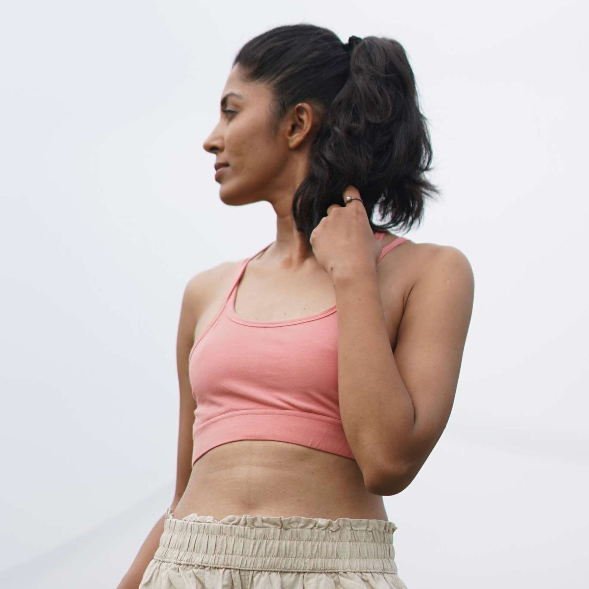 Yoga Crossback Bra with Moisture-Wicking Technology | Organic Cotton & Bamboo Bralette with Removable Pad Pockets