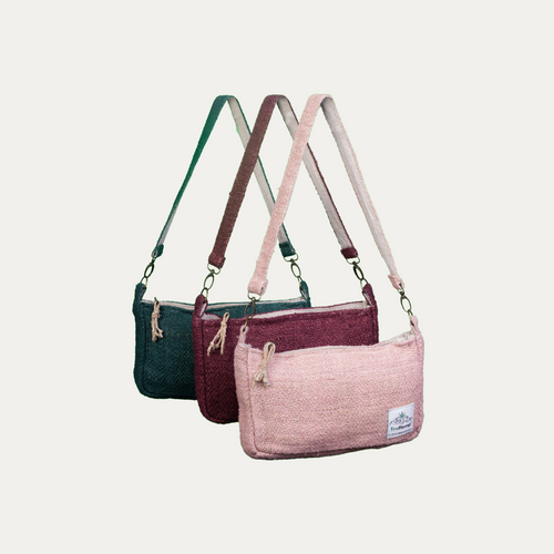 Luna Hemp Shoulder Bag with Adjustable & Detachable Strap | Eco-Friendly Sling Bag with Premium Zipper Closure