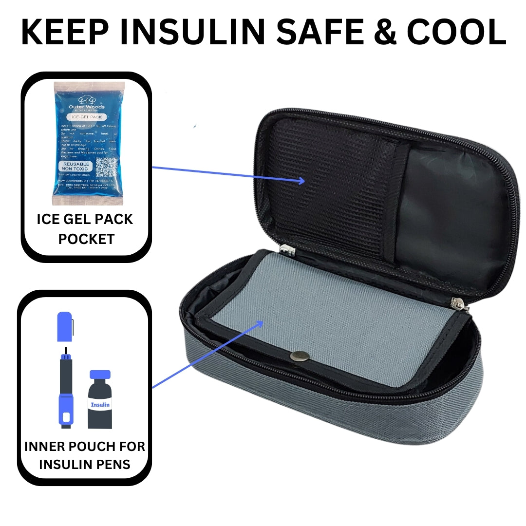 Outer Woods Insulin Cooling Travel Pouch for Diabetics with Two Ice Gel Packs | Ice Pack for Insulin | Insulin Cooler Bag for Travel | Keep Insulin Safe and Cool for 6 to 8 Hours