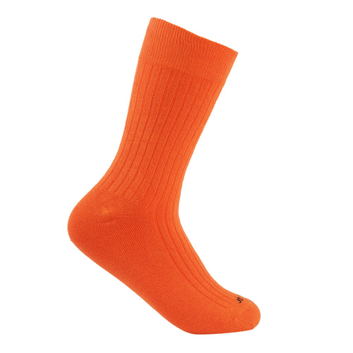 Formal Men's Ribbed Socks, Cotton Blend, Stylish Pattern, Soft and Durable, Comfortable for Office Use (Orange)