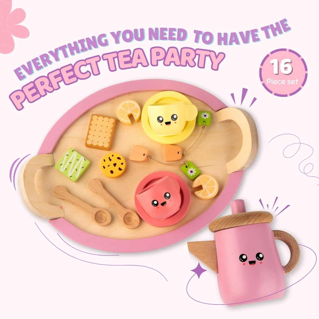 Cots and Cuddles Premium Quality Wooden Tea Party Set for Kids