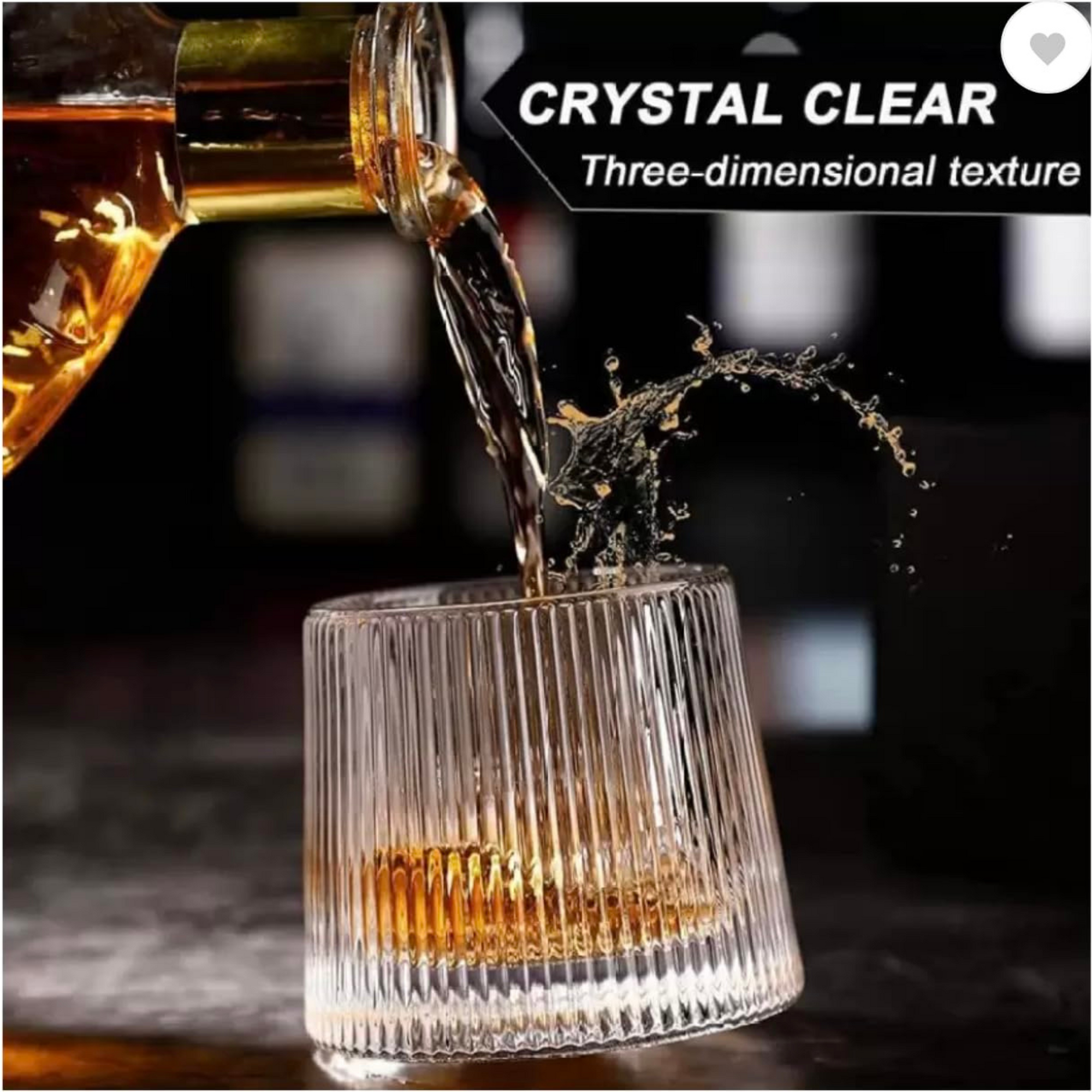 Whiskey Glass Set with Rotating Base | Crystal-Clear Old Fashioned Glasses with Lead-Free & Durable Design