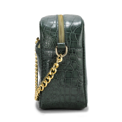 Genius Croc Leather Cross Body, High-Quality Green Leather, Stylish and Practical, Perfect for Casual and Formal Events (Green)