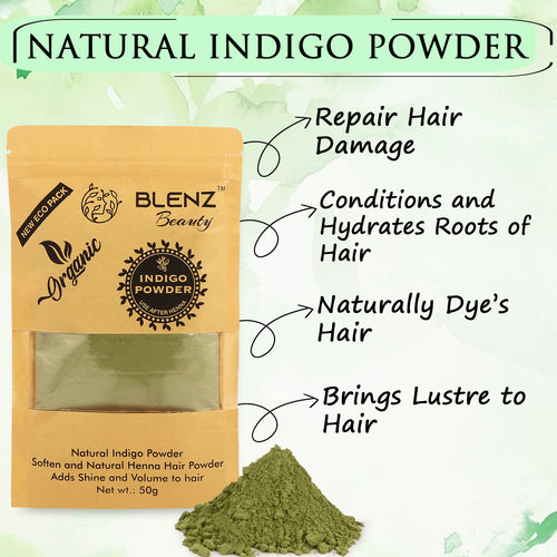 Organic Indigo Powder for Natural Hair Coloring, Gentle Hair Dye Treatment, Suitable for All Hair Types (50g)