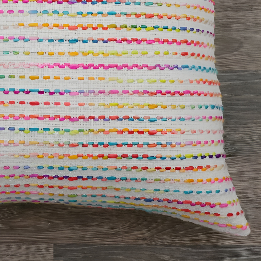 Handwoven Bright Horizon Cotton Cushion Cover with zipper closure