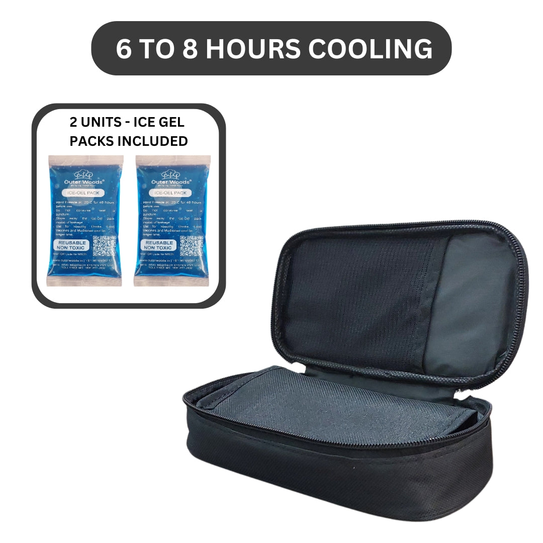 Outer Woods Insulin Cooling Travel Pouch for Diabetics with Two Ice Gel Packs | Ice Pack for Insulin | Insulin Cooler Bag for Travel | Keep Insulin Safe and Cool for 6 to 8 Hours