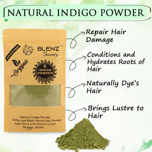 Organic Indigo Powder for Natural Hair Coloring, Gentle Hair Dye Treatment, Suitable for All Hair Types (100g)