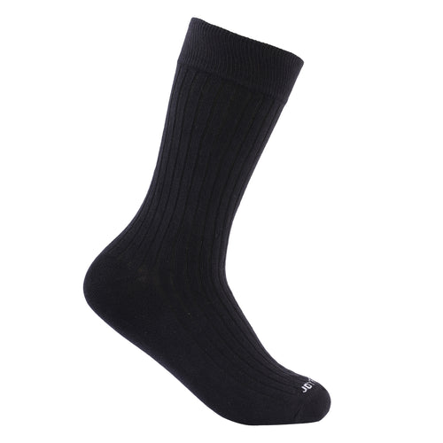 Formal Men's Ribbed Socks, Cotton Blend, Stylish Pattern, Soft and Durable, Comfortable for Office Use (Black)