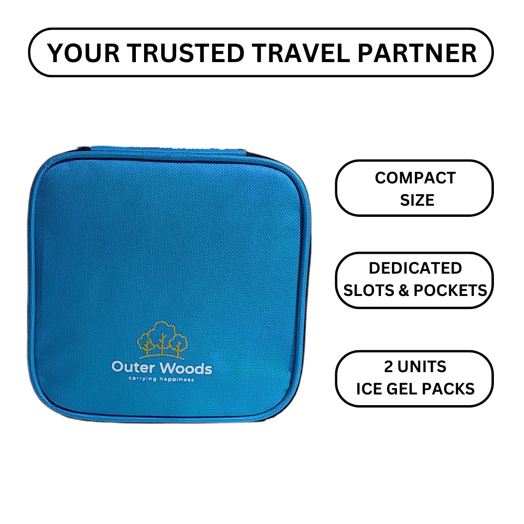 Outer Woods Nylon Insulin Cooling Travel Bag For Diabetics With Two Ice Gel Packs | Keep Insulin Cool And Safe For 6 To 8 Hours | Insulin Cooler Travel Pouch