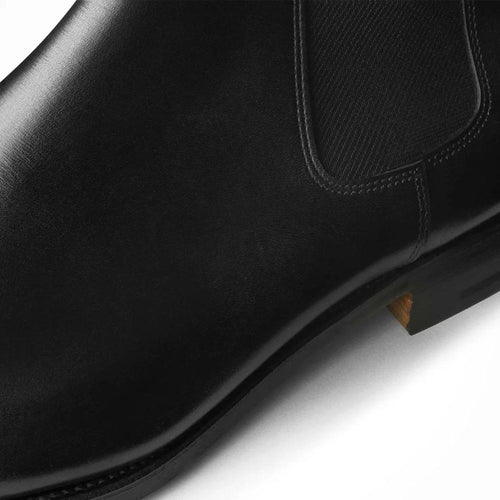 Lawry Black Chelsea Boots, Shock-Absorbing Insoles, Premium Leather, Hand-Finished Burnish, Cushioned Footbed, Breathable Lining, Premium Leather