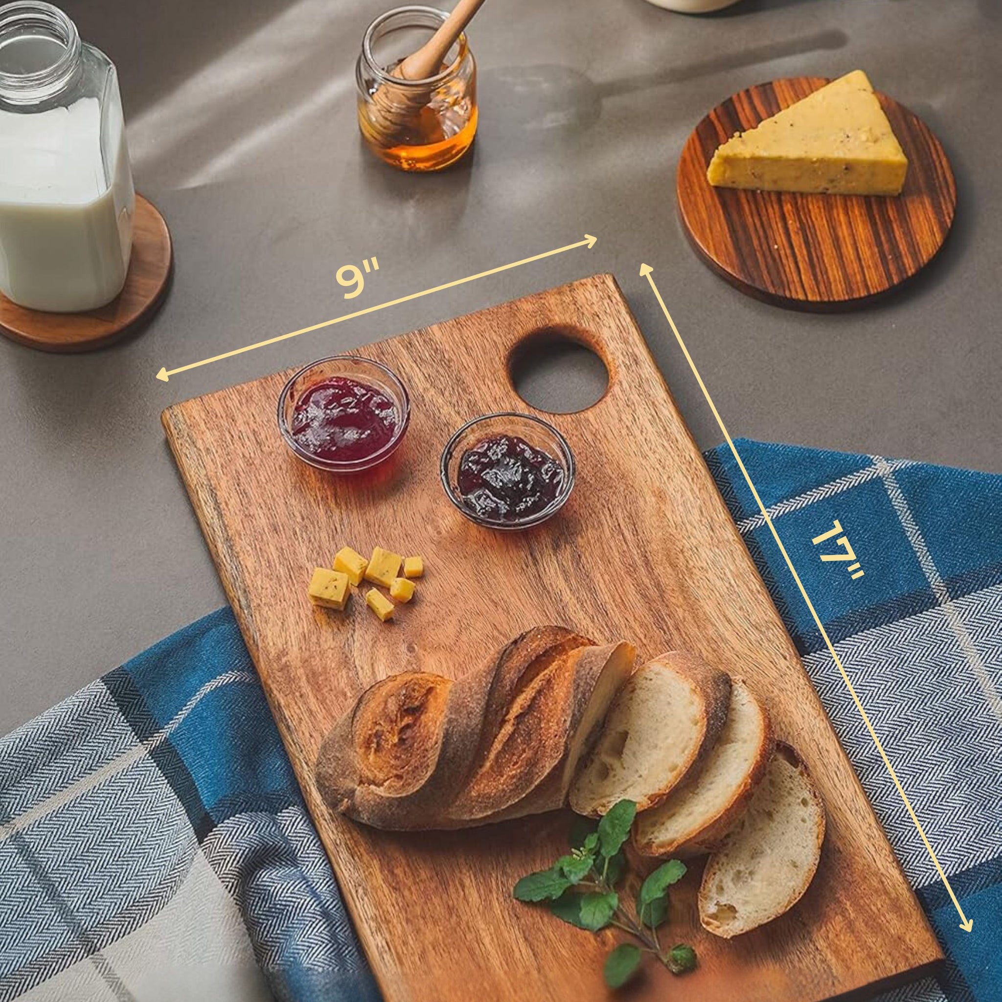 old trunk | Handcrafted Acacia Wood Chopping Board | Standard (15x9x0.75 inches) | Long-Lasting & Eco-Friendly Kitchen Cutting Board | Perfect for Vegetables, Fruits & Bread Natural