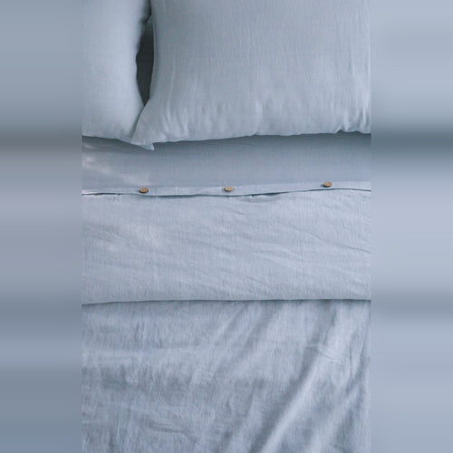 Luxe Linen Bedsheet - Sky Blue, Crafted from Belgian Flax Linen, Prewashed for Luxurious Comfort, Includes King Bedsheet & 2 Pillowcases, Breathable and Soft for All Seasons, Premium Bedding Set