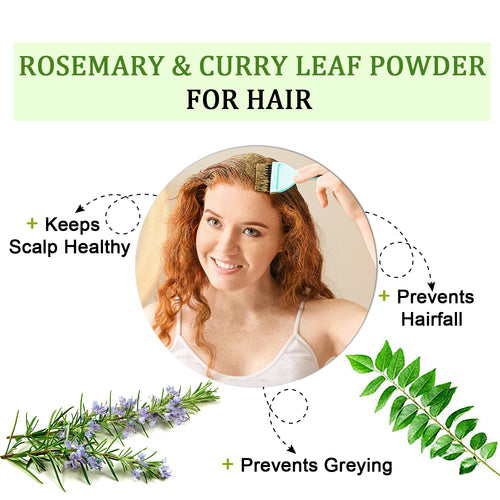 Organic Rosemary & Curry Leaf Powder, Natural Scalp Care Treatment for Healthy Hair, Suitable for All Hair Types (100g)