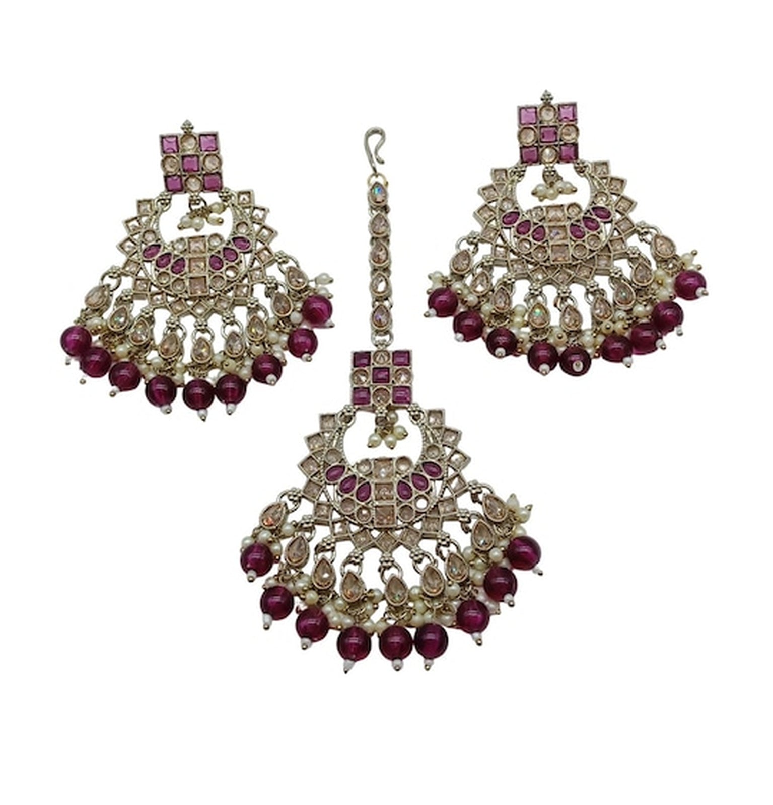 Exquisite Pearl-Adorned Indian Choker Necklace and Earrings Set, Traditional Indian, Wedding Jewelry,(Set of 2)