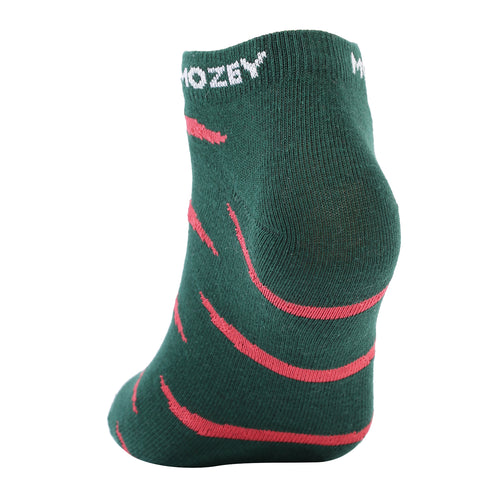 Ankle Multi-Color Unisex Socks, Premium Cotton Blend, Reinforced Heel & Toe, Lightweight & Breathable Design, Perfect For Everyday Comfort (Green/Red)